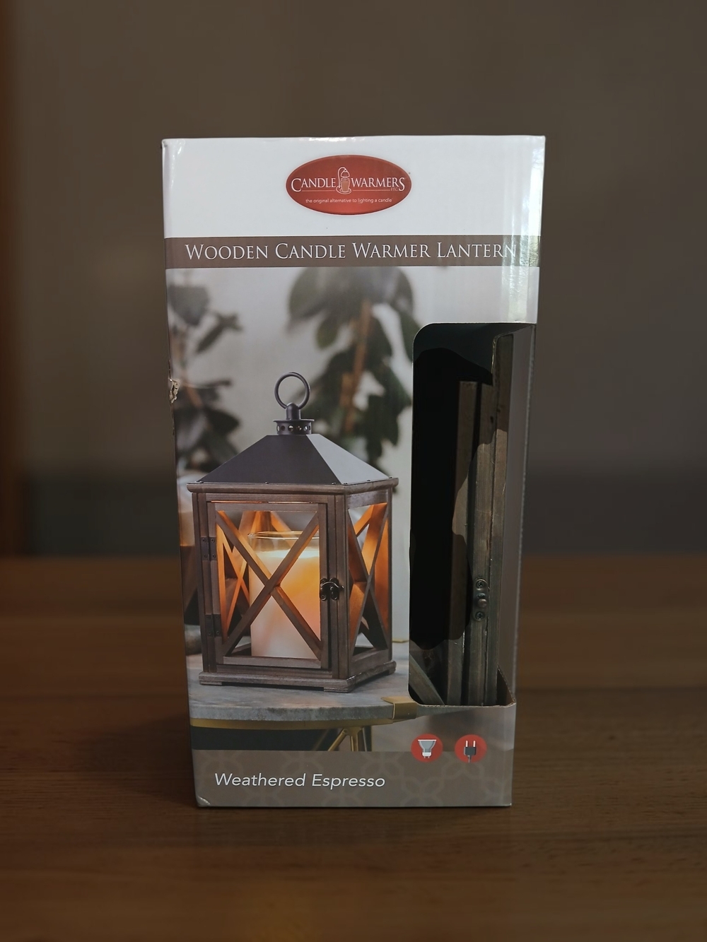 Wooden Candle Warmer Lantern - Weathered Espresso